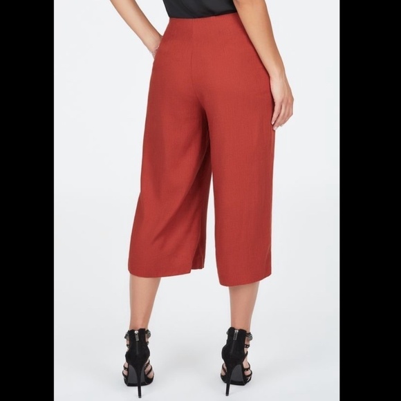 Zara Culotte Trousers Cropped Red Brick Cinnamon Wide leg Slash Pockets M - Picture 3 of 11